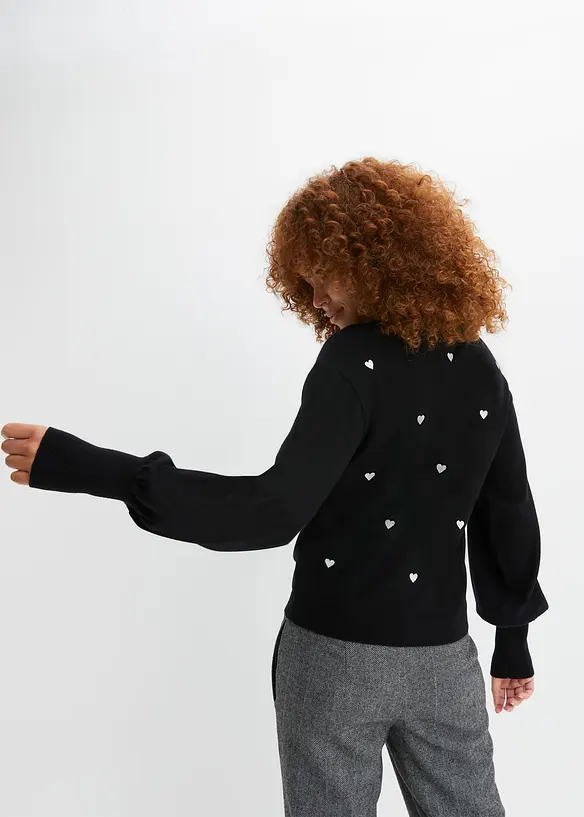Feinstrickpullover aus Viskose-Mix in schwarz von hinten (im Anschnitt) - bonprix Feinstrickpullover aus Viskose-Mix in schwarz von hinten (im Anschnitt) - bonprix