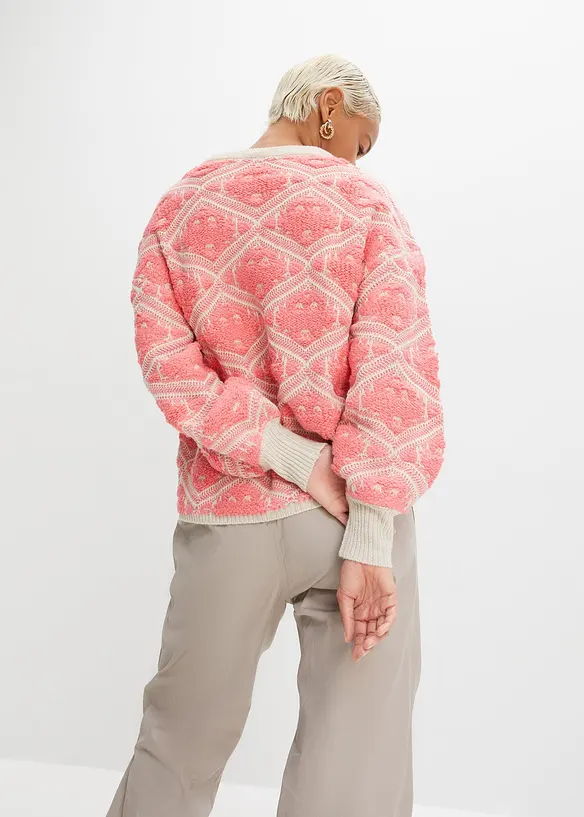 Boxy-Strickpullover in rosa von hinten (im Anschnitt) - bonprix