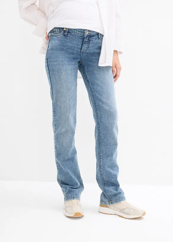 2-in-1 Umstandsjeans für die Schwangerschaft und danach, Straight in blau von vorne - bonprix