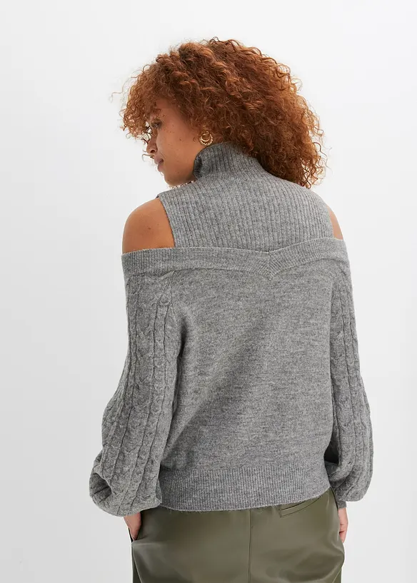 Schulterfreier Pullover in grau von hinten (im Anschnitt) - bonprix Schulterfreier Pullover in grau von hinten (im Anschnitt) - bonprix
