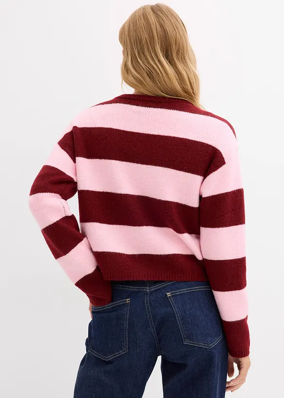 Feinstrickjacke in rosa von hinten (im Anschnitt) - bonprix