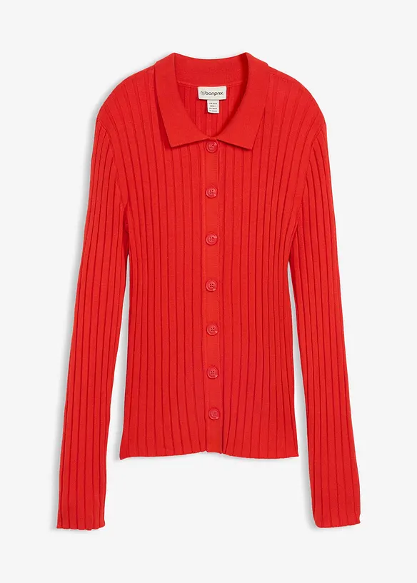 Geripptes Shirt aus fließendem Viskose-Mix in rot von vorne - bonprix