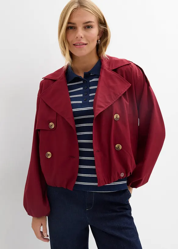 Kurze Trenchjacke in rot von vorne (im Anschnitt) - bonprix