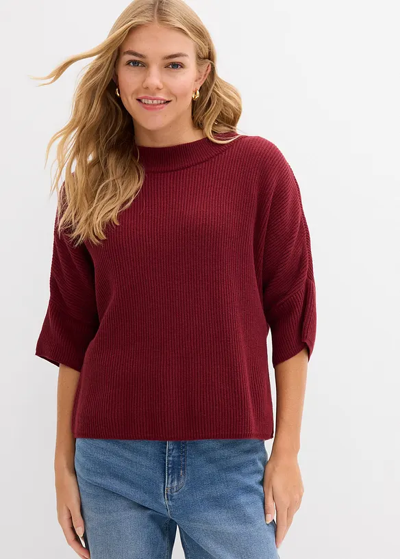 Boxy-Pullover aus softem Viskose-Mix in rot von vorne (im Anschnitt) - bonprix