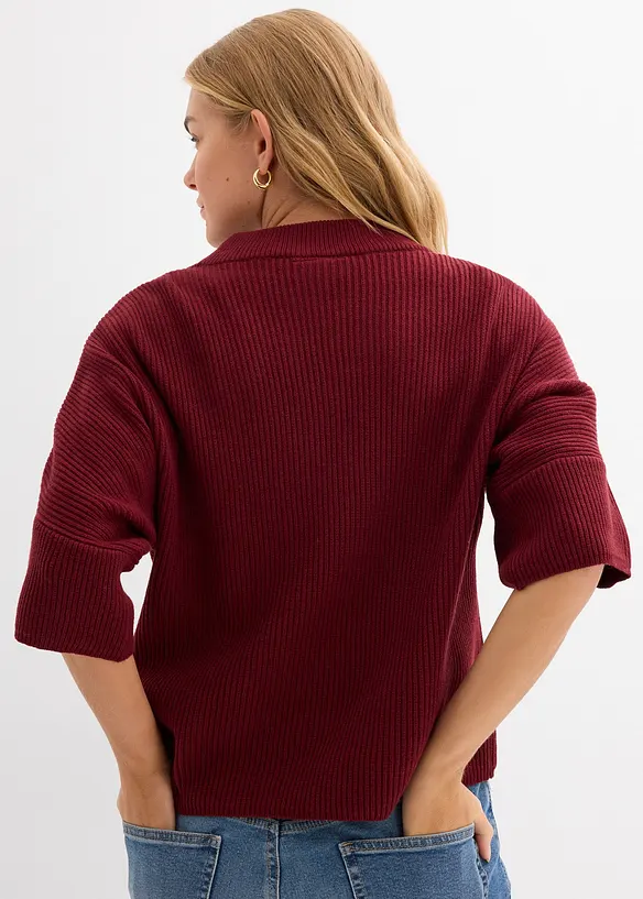 Boxy-Pullover aus softem Viskose-Mix in rot von hinten (im Anschnitt) - bonprix