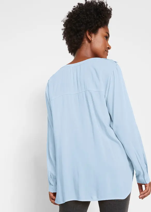 Tunikabluse aus softer Viskose in blau von hinten (im Anschnitt) - bonprix