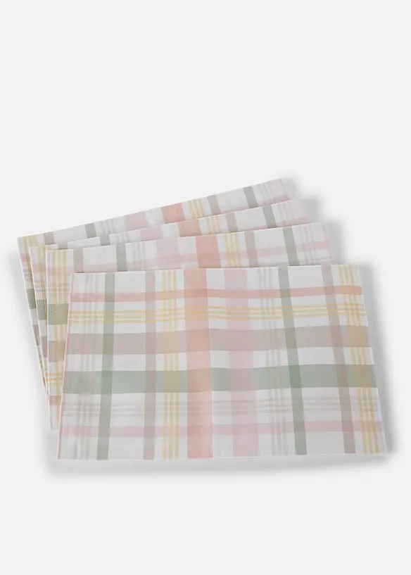 Tischset mit Karo (4er Pack) in rosa von vorne - bonprix