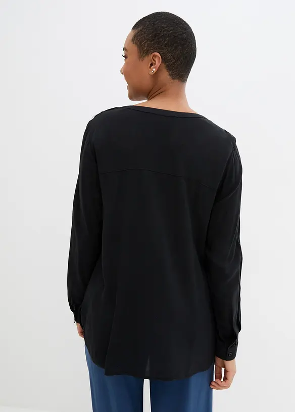 Tunikabluse aus softer Viskose in schwarz von hinten (im Anschnitt) - bonprix