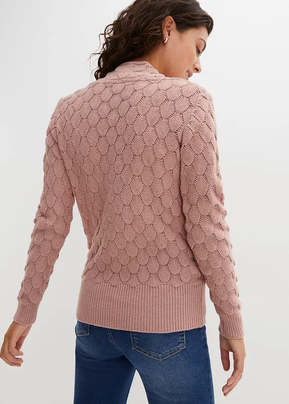 Ajour-Pullover in Wickeloptik in rosa von hinten (im Anschnitt) - bonprix Ajour-Pullover in Wickeloptik in rosa von hinten (im Anschnitt) - bonprix