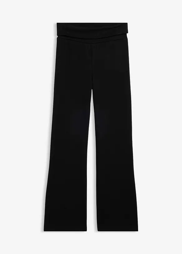 Gerippte Jersey-Hose aus schwerer Bio-Baumwolle in schwarz von vorne - bonprix