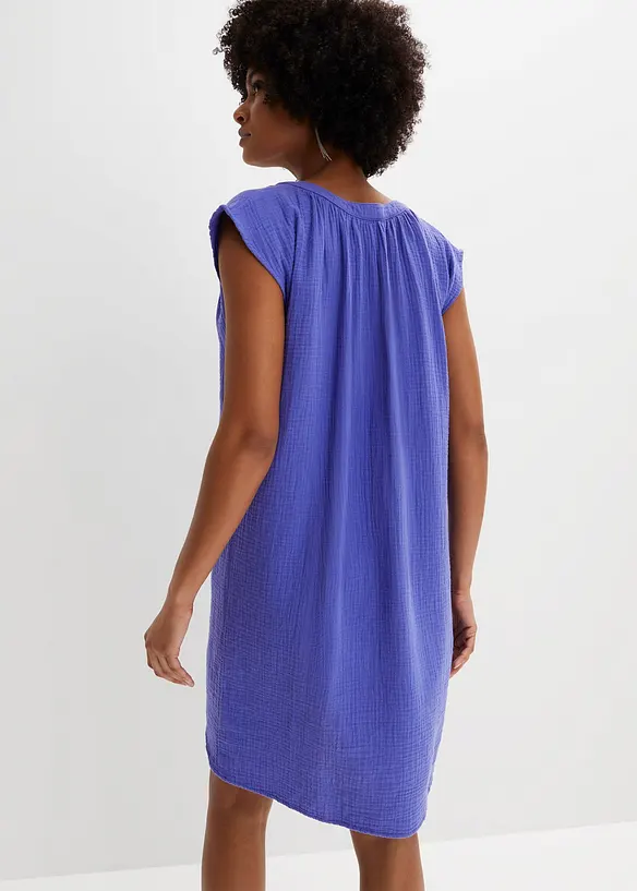 Minikleid aus reiner Baumwolle in lila von hinten (Totalaufnahme) - bonprix Minikleid aus reiner Baumwolle in lila von hinten (Totalaufnahme) - bonprix