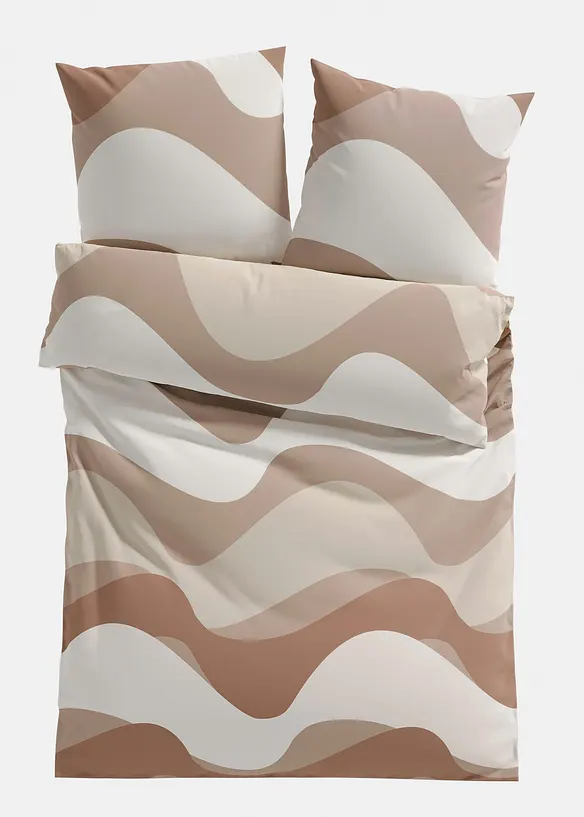 Baumwollmix-Bettwäsche in beige von vorne - bonprix