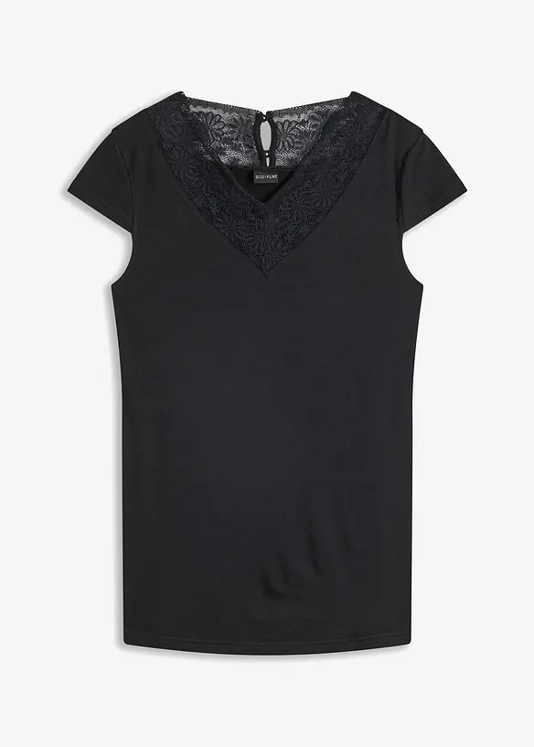 Shirt aus softer Viskose in schwarz von vorne - bonprix