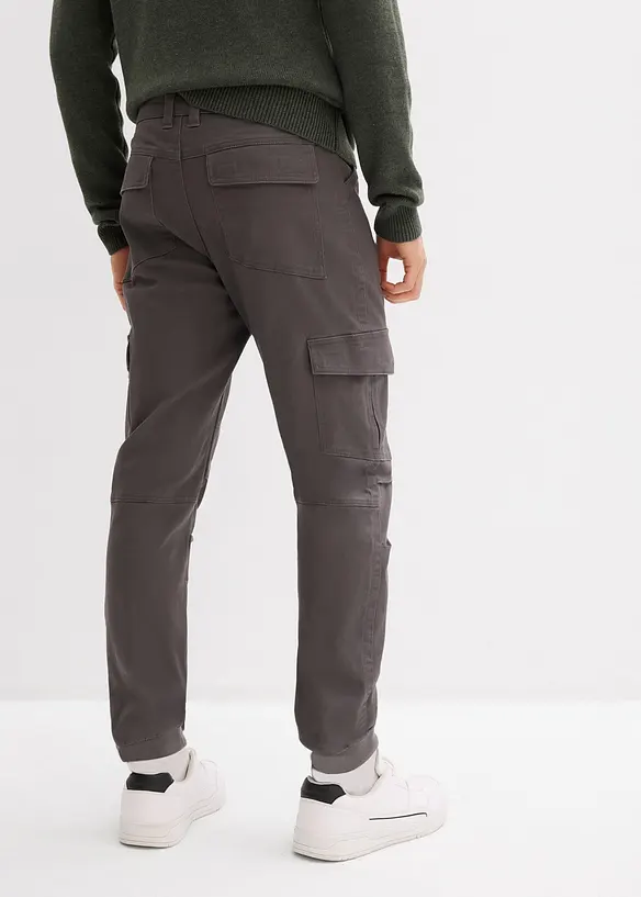 Relaxed Fit Cargohose, Tapered in grau von hinten - bonprix