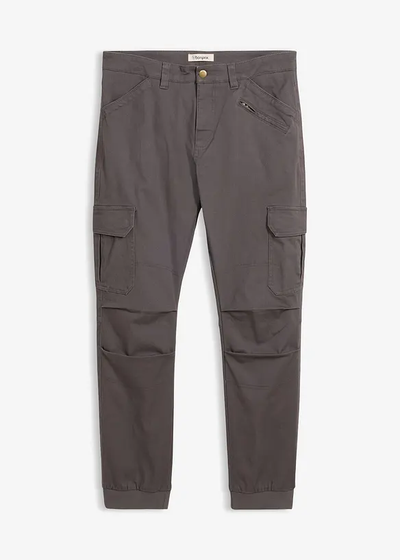 Relaxed Fit Cargohose, Tapered in grau von vorne - bonprix