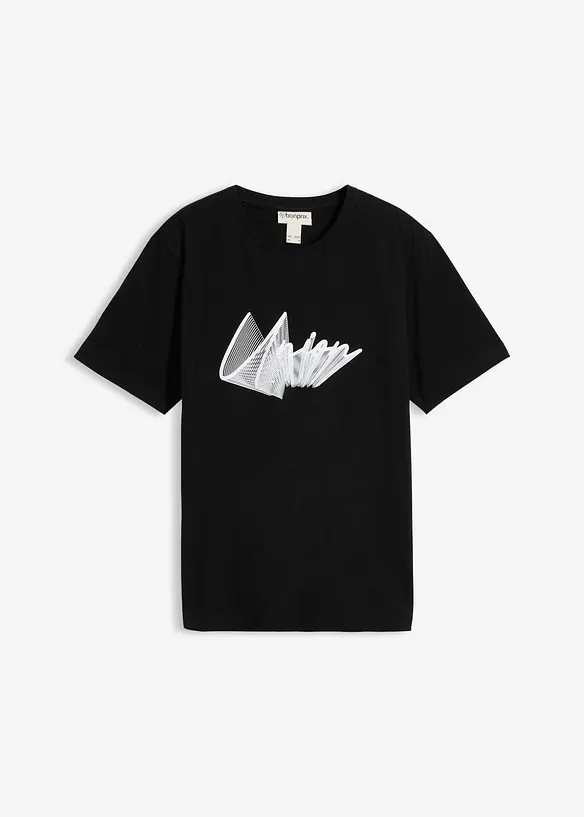 T-Shirt aus reiner Bio-Baumwolle in schwarz von vorne - bonprix