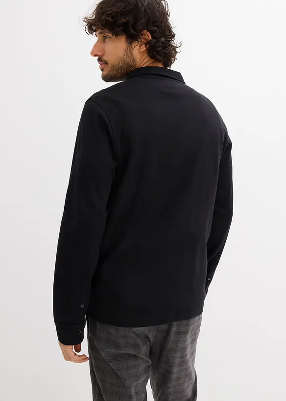 Poloshirt aus reiner Baumwolle mit Bionic-Finishing in schwarz von hinten (im Anschnitt) - bonprix