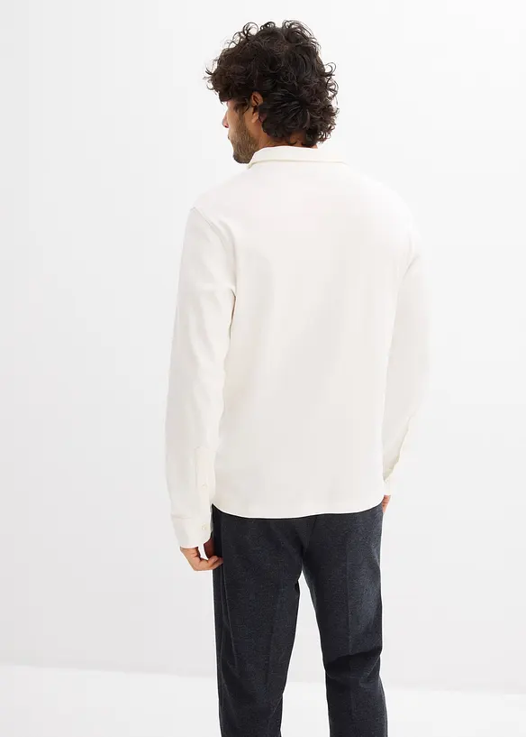 Poloshirt aus reiner Baumwolle mit Bionic-Finishing in weiß von hinten (im Anschnitt) - bonprix