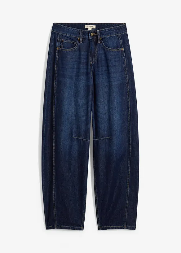 Balloon-Jeans Mid Waist, Super Soft in blau von vorne - bonprix