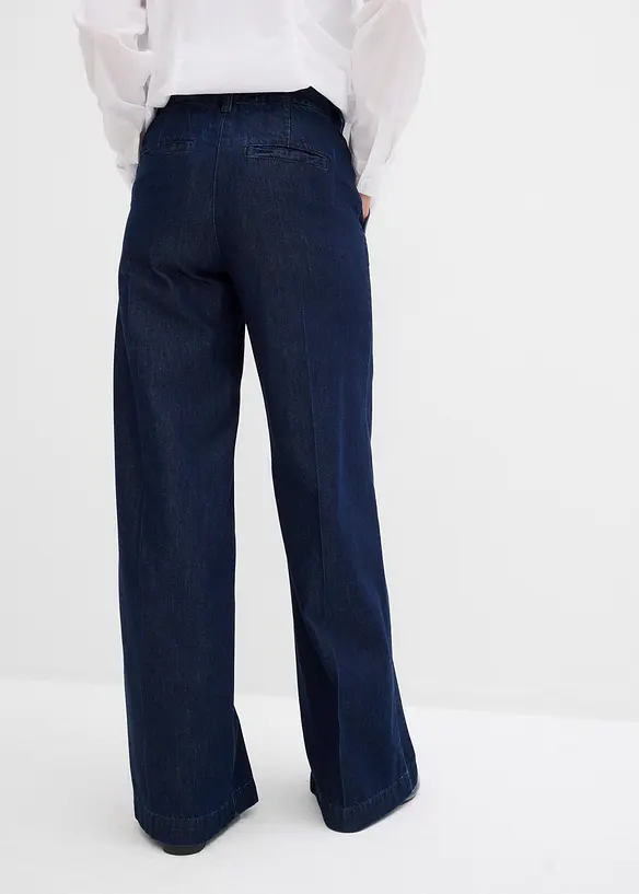 Wide-Leg-Jeans High Waist, Super Soft in blau von hinten - bonprix