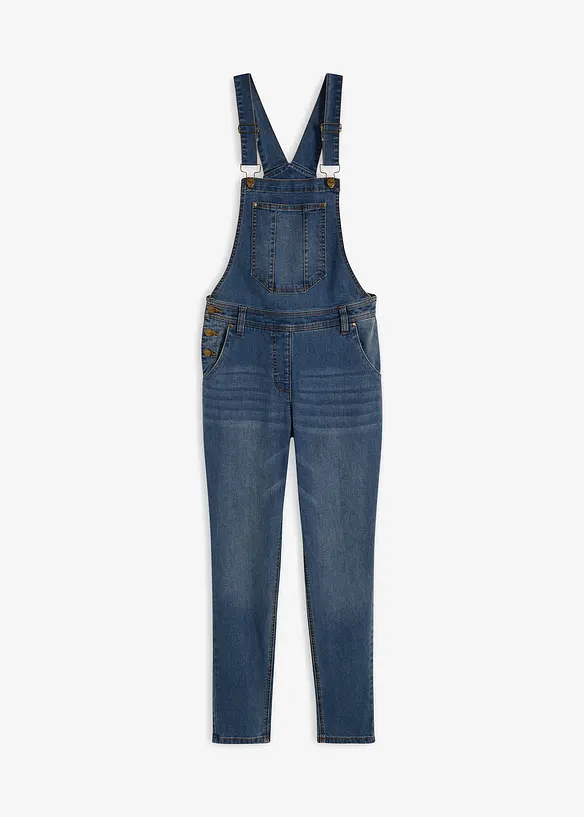 Jeans-Latzhose im Boyfriend-Fit in blau von vorne - bonprix