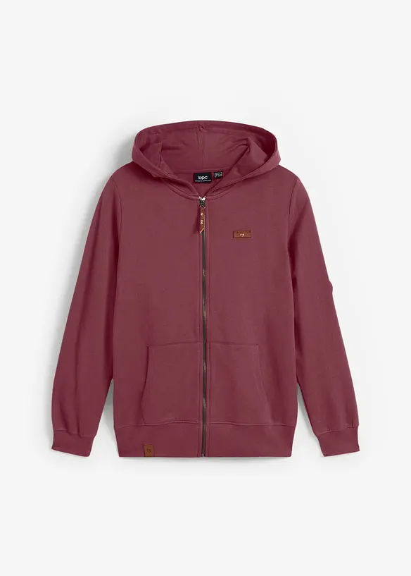 Kapuzen-Sweatjacke aus reiner Baumwolle in rot von vorne - bonprix