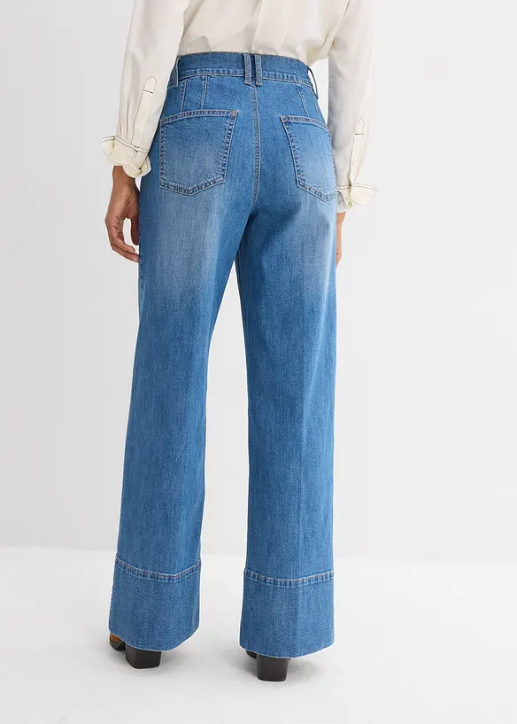 Wide-Leg-Jeans High Waist in blau von hinten - bonprix