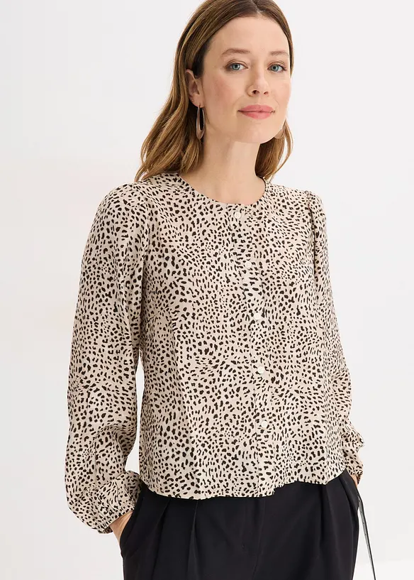 Bluse aus Viskose-Mix in weiß von vorne (im Anschnitt) - bonprix