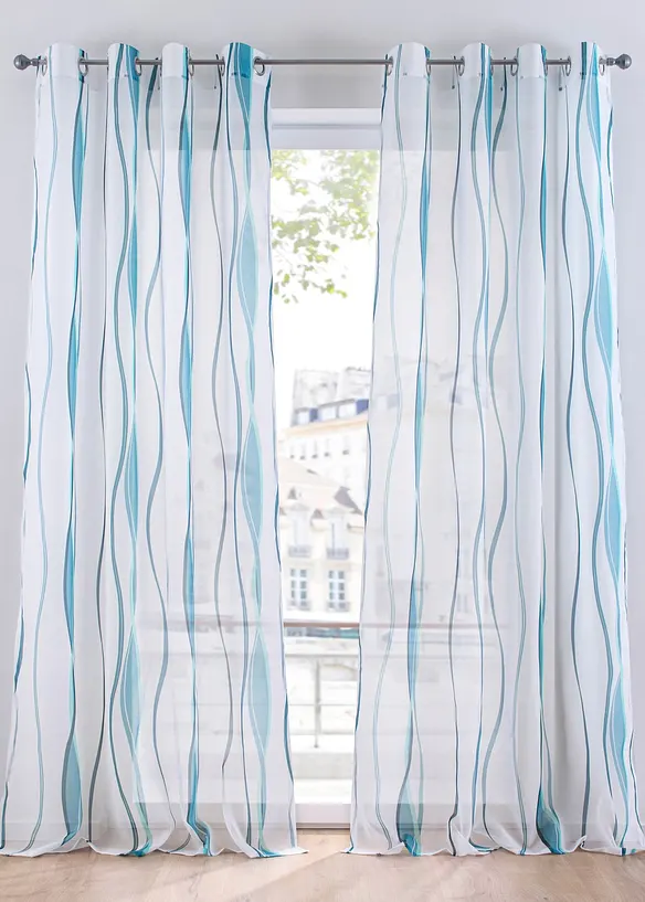 Transparente Gardine aus feinem Voile (1er Pack) in petrol - bonprix