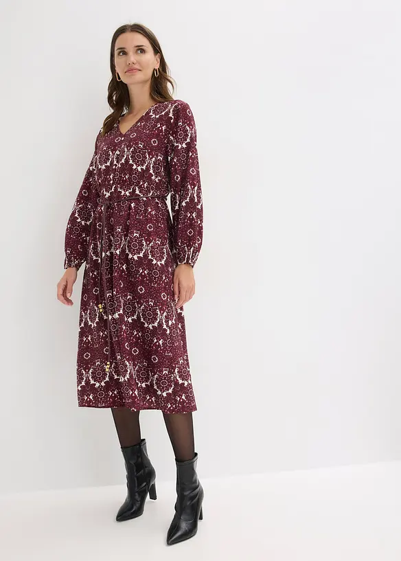 Midikleid aus softem Viskose-Mix in rot von vorne (Totalaufnahme) - bonprix