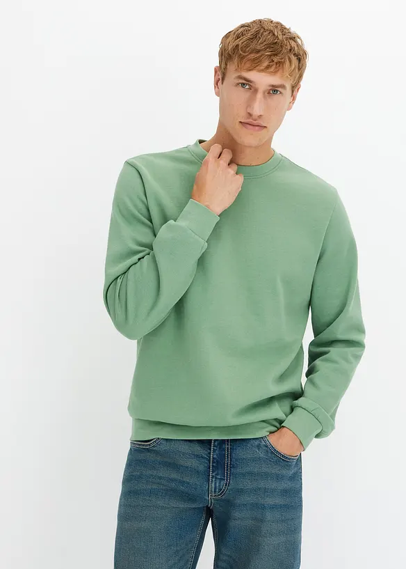 Sweatshirt in Regular-Fit in grün von vorne (im Anschnitt) - bonprix