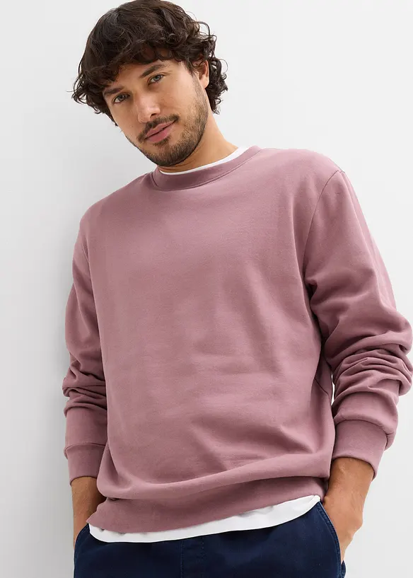 Sweatshirt in Regular-Fit in lila von vorne (im Anschnitt) - bonprix