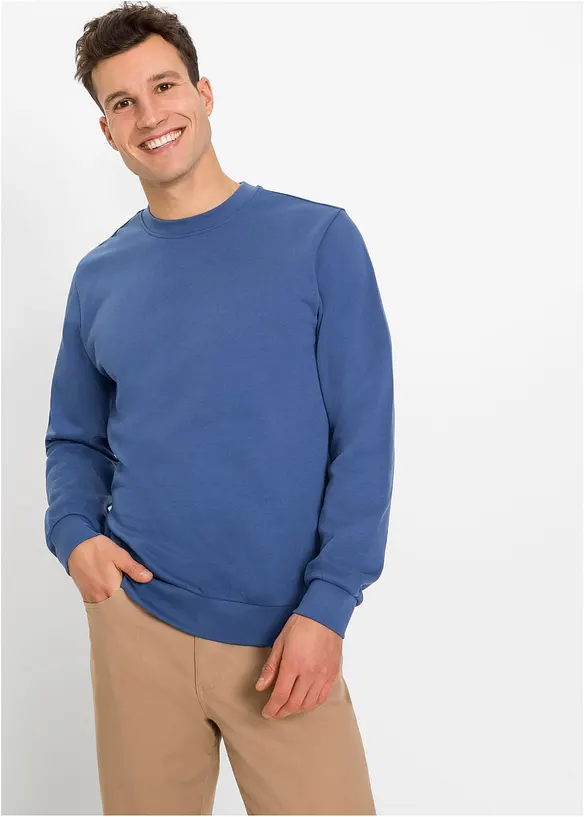 Sweatshirt in Regular-Fit in blau von vorne (im Anschnitt) - bonprix