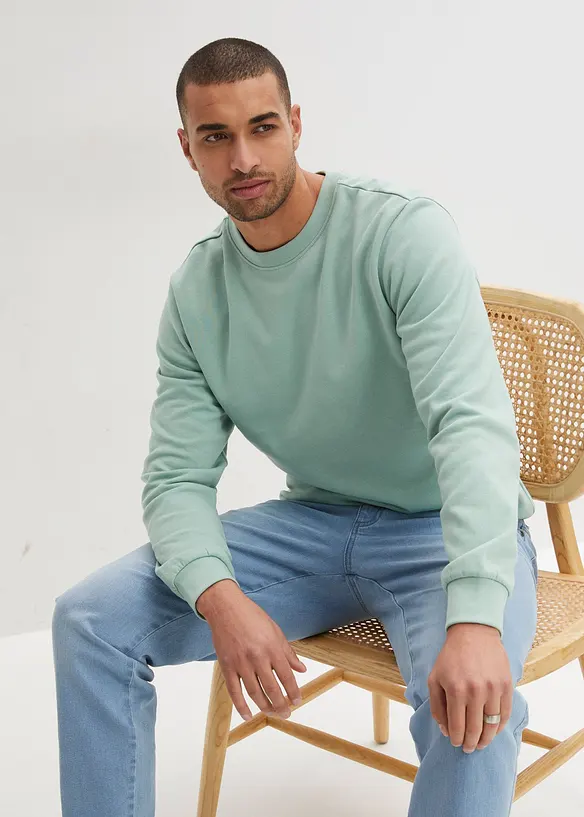 Sweatshirt in Regular-Fit in grün von vorne (im Anschnitt) - bonprix