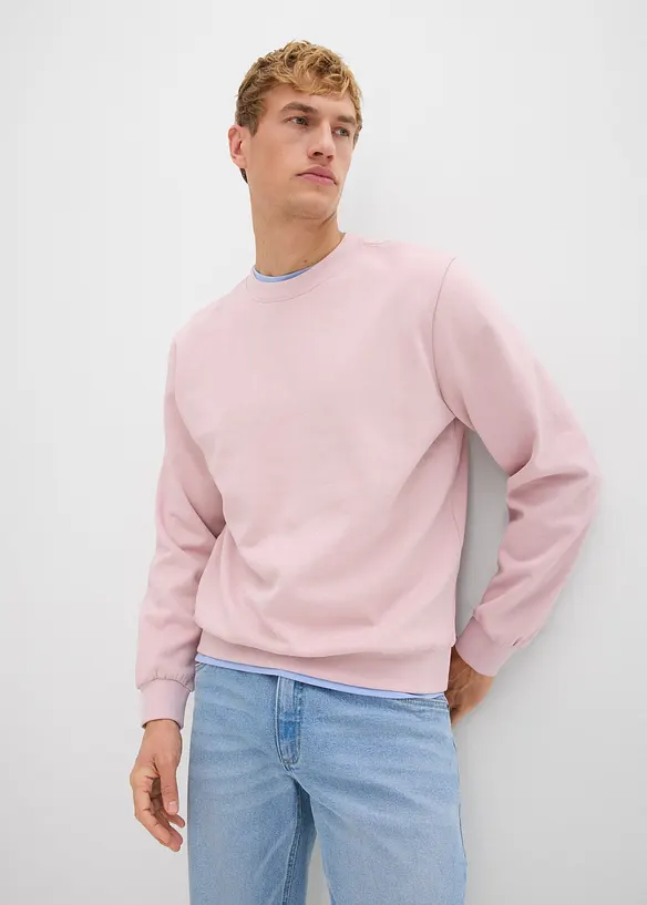 Sweatshirt in Regular-Fit in lila von vorne (im Anschnitt) - bonprix