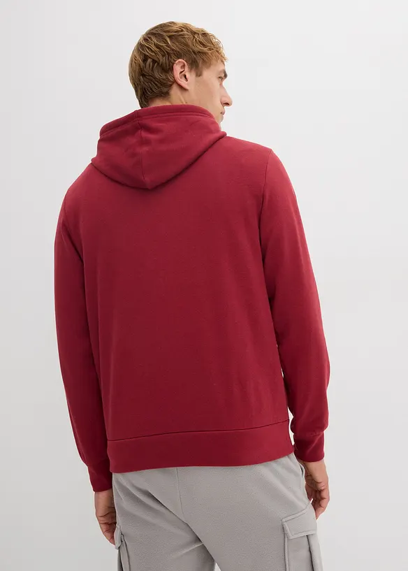 Hoodie in Regular Fit in rot von hinten (im Anschnitt) - bonprix
