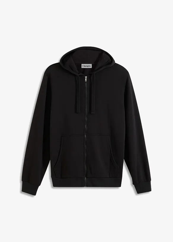 Kapuzen-Sweatjacke in Regular Fit in schwarz von vorne - bonprix