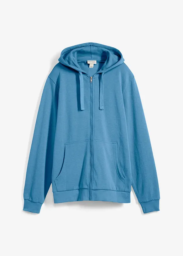 Kapuzen-Sweatjacke in Regular Fit in blau von vorne - bonprix