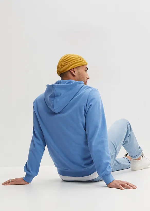 Kapuzen-Sweatjacke in Regular Fit in blau von hinten (im Anschnitt) - bonprix