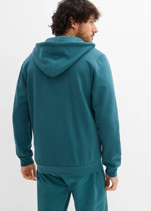 Kapuzen-Sweatjacke in Regular Fit in petrol von hinten (im Anschnitt) - bonprix