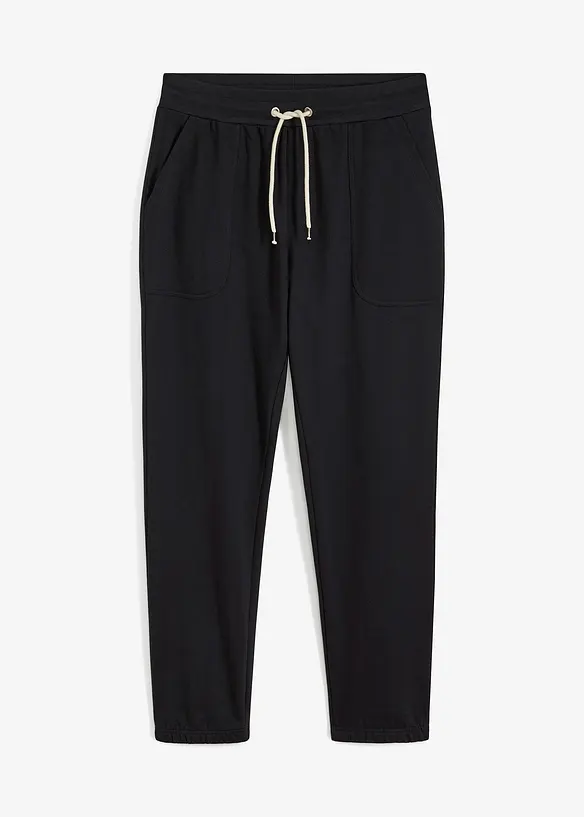 Jogginghose aus reiner Bio-Baumwolle in schwarz von vorne - bonprix