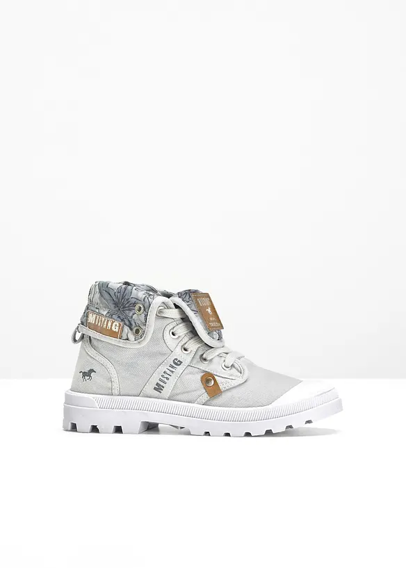 Mustang High-Top-Sneaker aus Baumwoll-Canvas in grau von vorne - Mustang