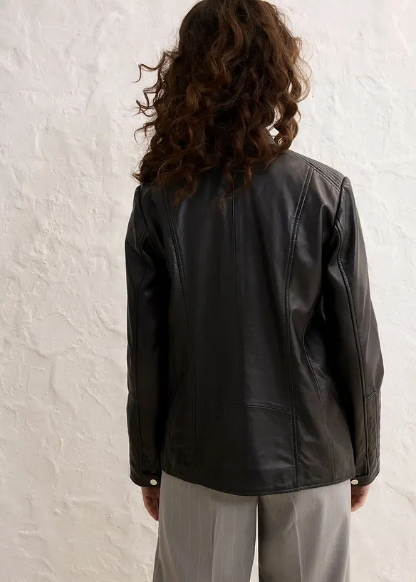 Lederjacke aus Lammnappa in schwarz von hinten (im Anschnitt) - bonprix