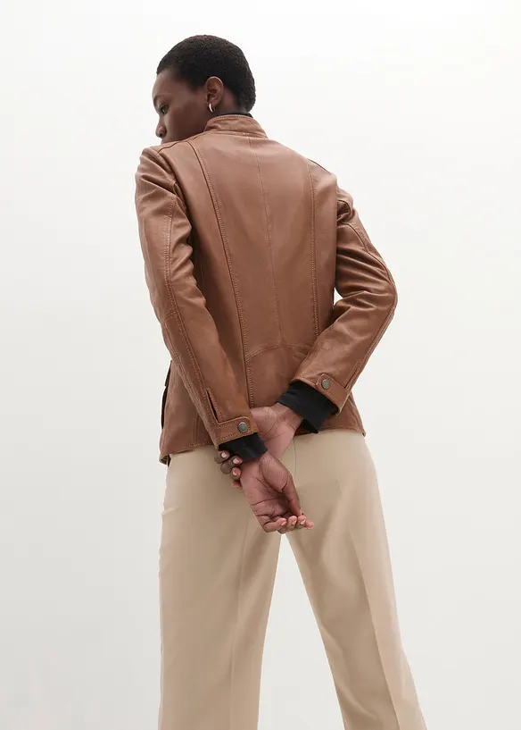 Lederjacke aus Lammnappa in braun von hinten (im Anschnitt) - bonprix