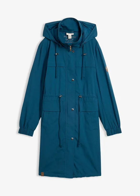 Trench-Parka mit großen Taschen in petrol von vorne - bonprix