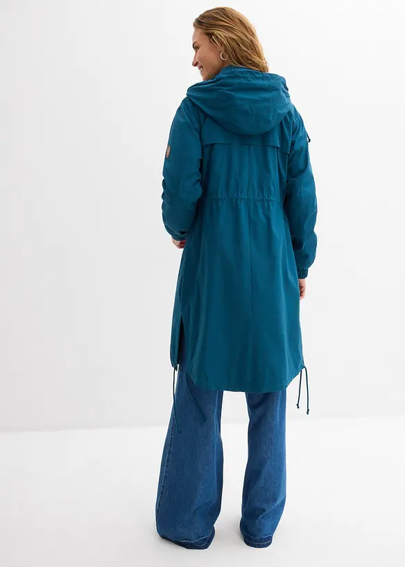 Trench-Parka mit großen Taschen in petrol von hinten (im Anschnitt) - bonprix