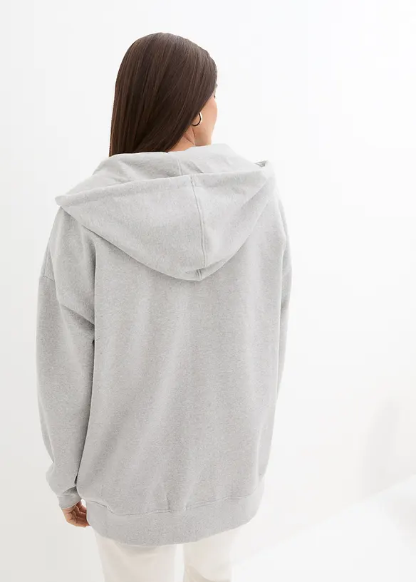 Kapuzen-Sweatjacke in grau von hinten (im Anschnitt) - bonprix