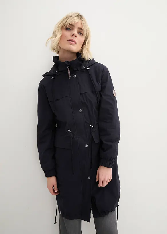 Trench-Parka mit großen Taschen in schwarz von vorne (im Anschnitt) - bonprix