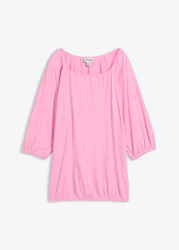 Shirtbluse aus reiner Bio-Baumwolle in rosa von vorne - bonprix