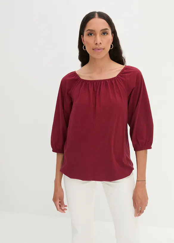 Shirtbluse aus reiner Bio-Baumwolle in rot von vorne (im Anschnitt) - bonprix Shirtbluse aus reiner Bio-Baumwolle in rot von vorne (im Anschnitt) - bonprix